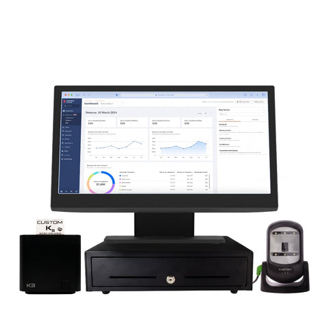 Custom America, Essential Trek POS Bundle — N97, 8 GB RAM, 128 GB SSD, Win 11, Wi-Fi 6
